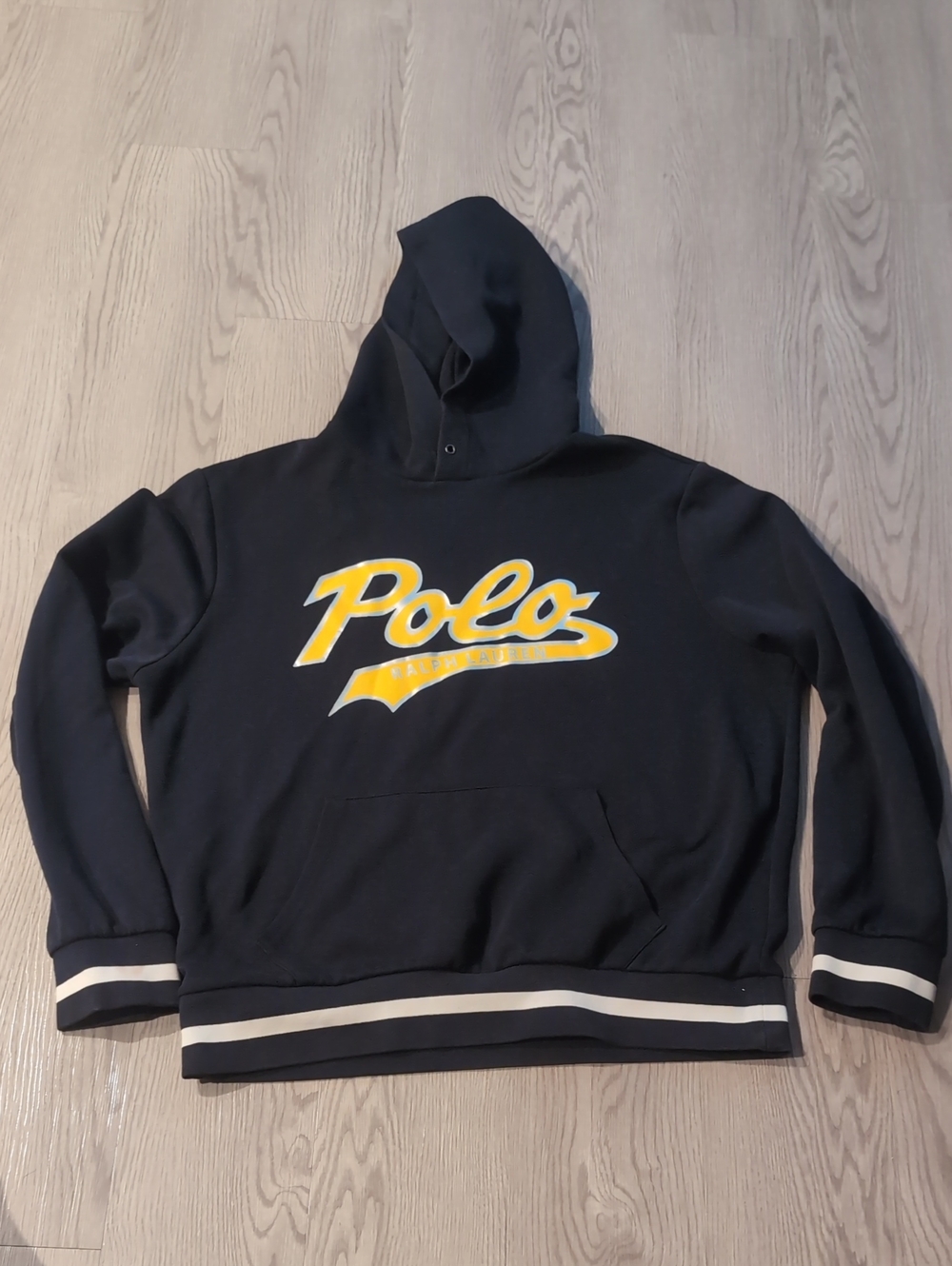 Polo by Ralph Lauren Navy Hoodie Sweater with Yellow Logo